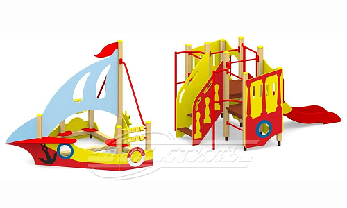 Игровой комплекс МГ-74 Кораблик (красно-желтый)